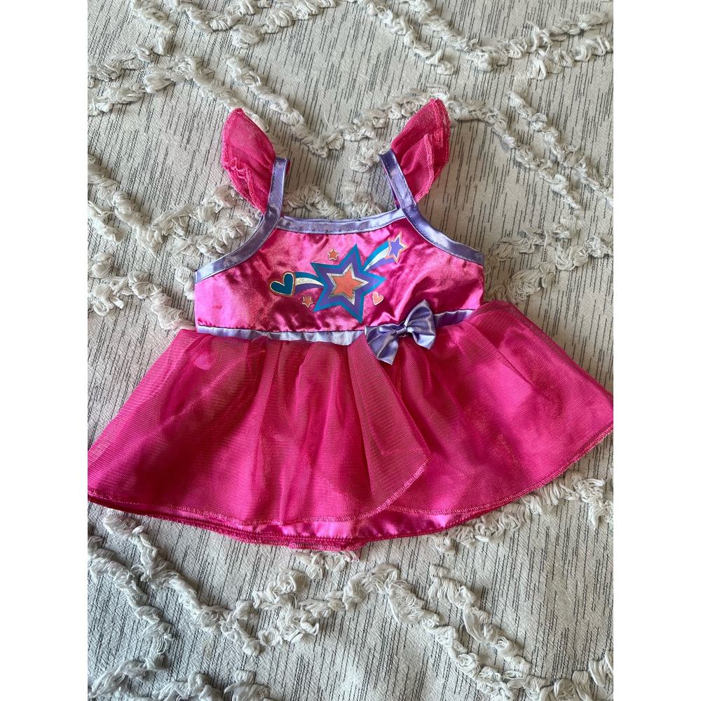 Build A Bear Workshop BABW Hot Pink Satin Star Dress